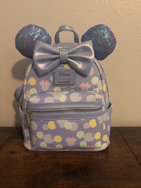 Disney Loungefly Minnie Mouse Mini Backpack, Lavender Purple, Sequin Ears main image 4